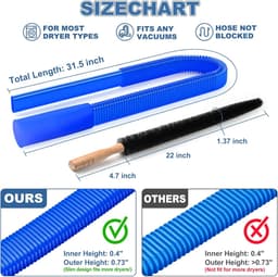 2-delige drogerventilatiereinigingsset, compatibel met alle stofzuigers, drogerpluizenborstel en stofzuigerslang, snelle pluizenverwijderaar, donkerblauw — thumbnail 3