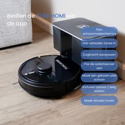 TONIHOMI® M30 + Q8 Robotstofzuiger Combi Deal – Met Dweilfunctie – LDS Laser Navigatie – Automatisch Legen – App Bediening – Laadstation – Huisdieren – Zwart — thumbnail 2