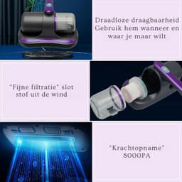 WNHB® Huisstofmijt stofzuiger deluxe – Matrasreiniger met UV en zuigkracht – Anti huisstofmijt – Hygiënische matrassen en meubels — thumbnail 2