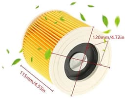 OIMG Patroonfilter - 2 Stuks - nat- en droogfilter - Geschikt voor Karcher WD3/NT18/20/38/1- Geschikt voor HEPA- WD2/MV2/3 stofzuiger katoen - geel — thumbnail 2