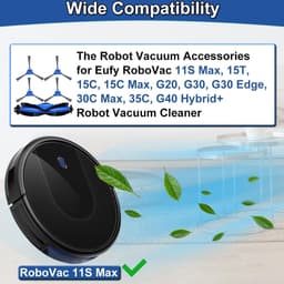 Vervangingsaccessoireset geschikt voor Eufy RoboVac 35C, 11S Max, 15T, 30C Max, G20, 15C, 15C Max, G30, G30 Edge, G40 Hybrid+ robotstofzuiger, 2 x hoofdborstels, 8 x zijborstels (10) — thumbnail 4