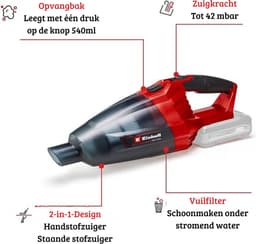 Thuys Kruimeldief – Snoerloos – Handstofzuiger – Vacuum Cleaner – Best Verkocht – Lichtgewicht – 540ml Capaciteit – 504W – Lichtgewicht – Rood — thumbnail 3