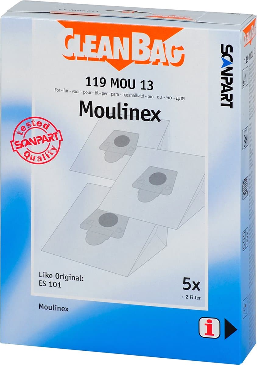 CleanBag stofzuigerzakken 5 stuks - Geschikt voor Moulinex Atmosphere - Inclusief 2 filters - Alternatief — afbeelding 1
