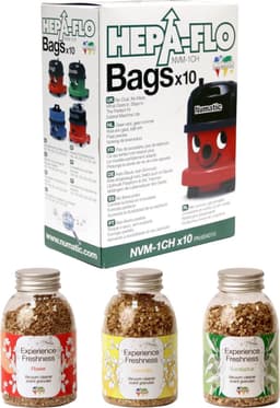 Numatic - 1x Stofzuigerzakken + 3x Geurkorrels Flower/Eucalyptus/Limonella - Hepa flo bags - Voor Henry/Hetty - NVM 1CH X10 - COMBIDEAL — thumbnail 1