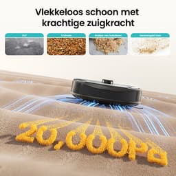 Lefant M265 robotstofzuiger met dweilfunctie –20.000 Pa zuigkracht –Automatisch dweilen –Anti-klitsysteem – Herbruikbare stofbak – Geschikt voor huisdierhaar – Eenvoudig reinigen onder laag meubilair — thumbnail 2