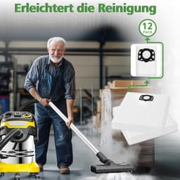 12 stuks stofzuigerzakken KFI 487 compatibel met Kärcher WD4, WD5, WD6, MV4, MV5, MV6 - Vliesfilterzakken voor nat en droog - Wit — thumbnail 2