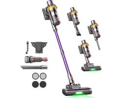 Accu Stofzuiger - Draadloze Zuiger - Snel Huis Schoonmaken - 580 Watt Vermogen - 18 Liter Capaciteit - Lila