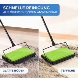 Tapijtveger - Vloerreiniger Kruimeldief - Vloeren Reinigen - Stroomloze Werking - 28 x 105 x 19 cm - Groen — thumbnail 3