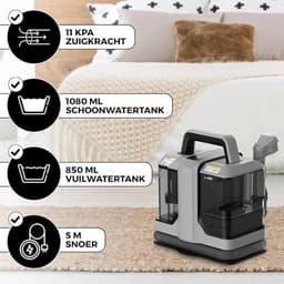 Verte Meubelreiniger - Tapijtreiniger - Vlekverwijderaar - Bankreiniger - Reinigingsmachine - Bekledingsreiniger - 450 W - Grijs — thumbnail 4