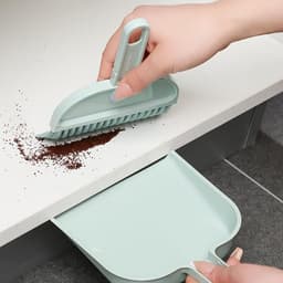 Mini Stofblik Bezem - Kleine Stoffer - Tafel Schoonmaken - Zachte Borstelharen - 22 x 15 cm - Grijs — thumbnail 4
