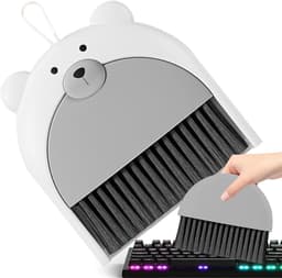 Mini stoffer blik - Kleine bezemset - Bureau reinigen - Met ophangkoord - 18 x 235 cm - Grijs — thumbnail 5