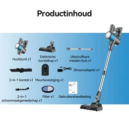Draadloze Steelstofzuiger 4-in-1 – 18 kPa Zuigkracht – Tot 40 Min Gebruiksduur – LED-Display & LED-Verlichting – Voor Dierenhaar — thumbnail 2