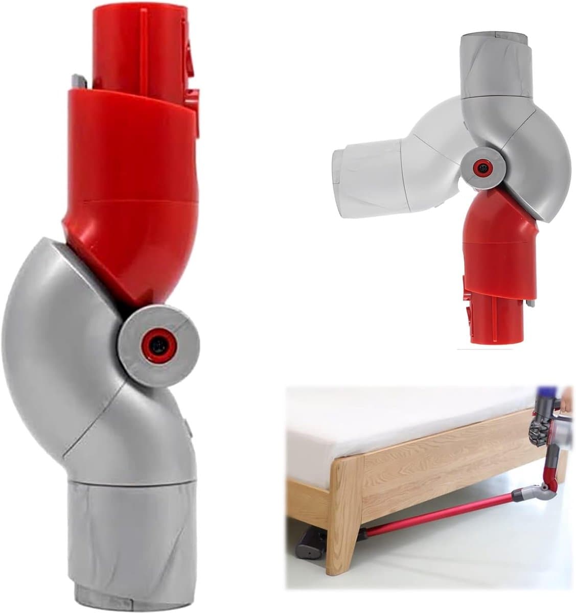 Hoek opzetstuk geschikt voor Dyson V10 Slim V12 Detect Slim Digital Slim - Hoekstuk Adapter 90 graden tool hulpmiddel - Flexibele Knikadapter - Onderste Bocht Adapter Compatibel - Voor Meubelreiniging - Grijs — afbeelding 1