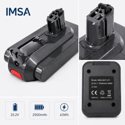 IMSA Accu geschikt voor Dyson V11 Outsize V15 - 6000mAh Li-ion 25.2V Click Type - Eenvoudig te Plaatsen - Vervangt 970425-01 en 970938-01 — thumbnail 3