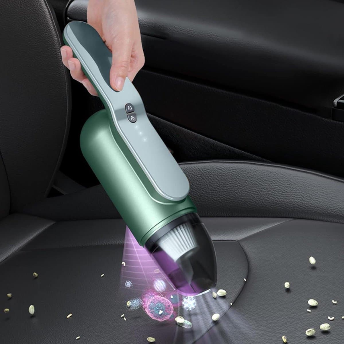 Kleine Kruimeldief - Draagbare Stofzuiger - Auto Interieur Reinigen - Draadloos Oplaadbaar - Compact Formaat - Zwart — afbeelding 1