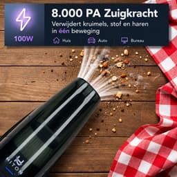 Hiton Kruimeldief snoerloos - Handstofzuiger - Auto stofzuiger - Kruimelzuiger - Oplaadstation - Zwart - 3 opzetstukken — thumbnail 3