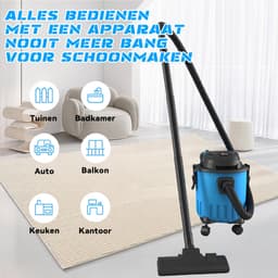 15L Nat en Droog Stofzuiger met Wielonderstel, Complete Accessoire Set – 5 Meter Kabel, Filter, Geluiddemper, Vloerborstel & Verlengbuizen voor Garage, Huis en Werkplaats — thumbnail 4