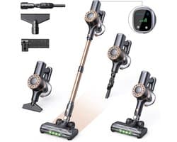 Lubluelu P2 Draadloze Steelstofzuiger 35Kpa- 5 in 1 Handstofzuiger - Zelfstaand Design - 50 Min Gebruikstijd - Verwijderbare Batterij- Anti-klit Borstel - HEPA-filter - LED-koplampen