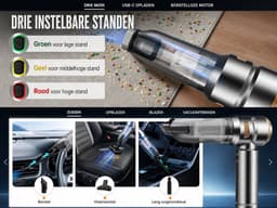Mini Autostofzuiger 4-in-1 – 22.000 Pa – Draadloze Handstofzuiger met Luchtblazer en Pomp – 6000 mAh – 3 Zuigstanden – HEPA-filter – USB-C — thumbnail 5