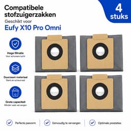 Stofzakken 4-pack – Compatibel met Eufy X10 Pro Omni – Vervangende stofzuigerzakken — thumbnail 2