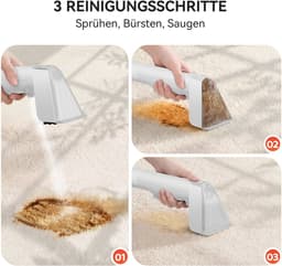 Draagbare Tapijtreiniger en Bekledingsreiniger – 500W, 15kPa, 1,6 L Schoonwatertank, 1,25 L Vuilwatertank – Vlekkenreiniger voor Bank, Tapijt, Matras en Auto-interieur — thumbnail 5
