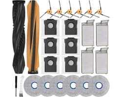 26 stuks - geschikt voor dreame robotstofzuiger -geschikt voor dremel X60 Max Ultra robotstofzuiger - inclusief 2 hoofdrolborstels - 6 dweilpads - 6 stofzakken - 6 zijborstels - 4 HEPA-filter - 2 reinigingsgereedschap