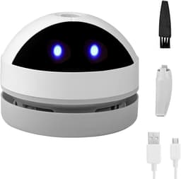 KZQ Stille mini bureaustofzuiger met USB - Draagbare kruimelverwijderaar voor bureau toetsenbord en tafel - Verwijdert haren stof en kleine restjes - Zwart-wit — thumbnail 1