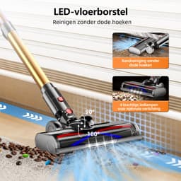 Steelstofzuiger Draadloos - 65000Pa/600W - 70 Min - Touchscreen - Anti-klit Borstel - 3 Standen - 1,8L - Voor Dierenharen — thumbnail 2