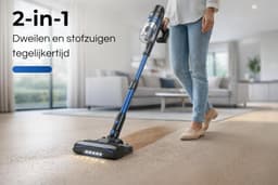 Steelstofzuiger - Draadloze Kruimeldief - Huis Schoonmaken - Zakloos Filteren - 60 Min Werktijd - Zwart — thumbnail 4