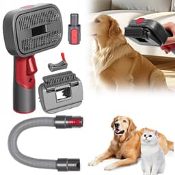 2-in-1 huisdierborstelset voor Dyson V7/V8/V10/V11/V15 – Huisdierborstelset – Voor katten en honden – Huisdierverzorging – Zelfreinigend en zacht – Grijs-rood — thumbnail 2