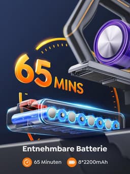 Draadloze Steelstofzuiger - Krachtige Zuiger - Efficiënt Huis Schoonmaken - 600W 50KPA Zuigkracht - 65 Min Looptijd - Paars — thumbnail 4