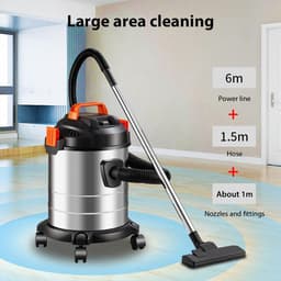 Nat en Droog Stofzuiger - Stofzuiger - 1200W - 18 kPa Zuigkracht - 20L - met 4 Zwenkwielen - Zwart — thumbnail 2