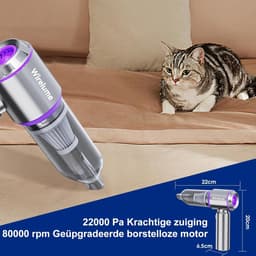 Draadloze Kruimeldief - Handstofzuiger 22000Pa - Oplaadbare Auto Stofzuiger - HEPA Filter - USB-C - Inclusief Opzetstukken - Paars — thumbnail 4