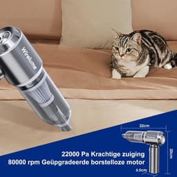 Draadloze Kruimeldief 22000Pa – Handstofzuiger Accu – Mini Autostofzuiger – HEPA Filter – USB-C Oplaadbaar – 30 Min Accuduur – 120W – Donkergrijs — thumbnail 4