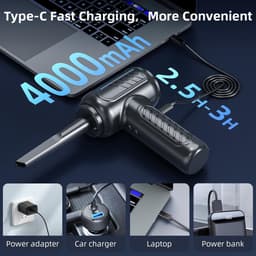 Elektrische Luchtstofzuiger - Zwart - 2-in-1 Stofblazer met Oplaadbare Batterij - Voor PC en Laptop — thumbnail 3