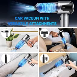 Handstofzuiger - Zilver - Accu Draadloos - 25000 Pa Zuigkracht - Voor Auto en Huishouden — thumbnail 3