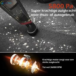 Cleanforce Kruimelzuiger snoerloos met extreme zuigkracht - Nat & Droog - Auto Stofzuiger - Voor Thuis & Auto — thumbnail 3