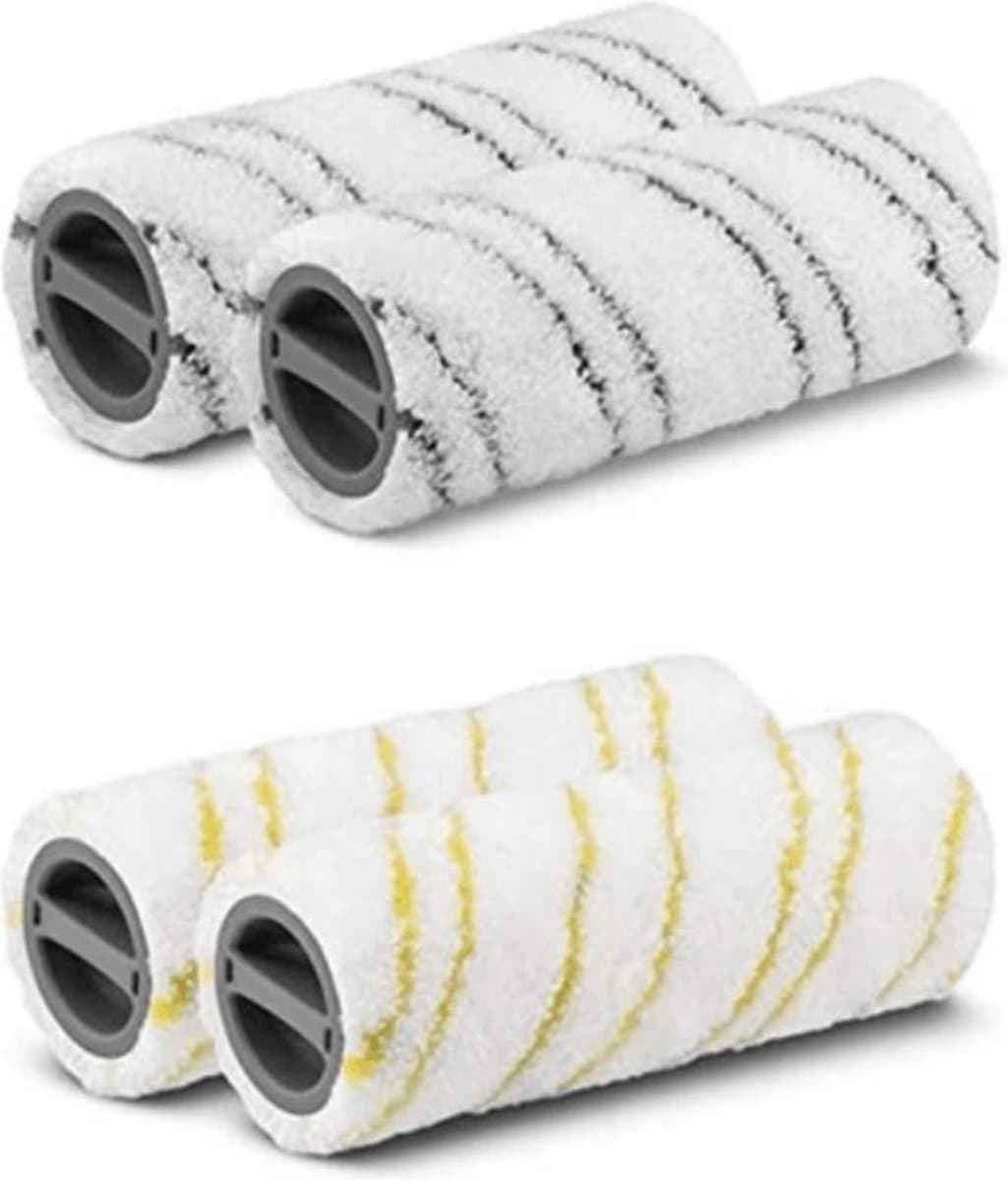 Set 4x Rollen geschikt voor Karcher FC3 FC5 2.055-007.0 Stofzuiger Nat En Droog Roller Borstel — afbeelding 1