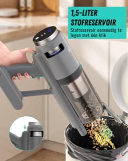 Luxe Steelstofzuiger – Draadloos – Stofzuiger zonder Zak op Accu – Wireless Vacuum Cleaner – 38000PA Zuigkracht – LED Verlichting – 450W – Grijs — thumbnail 5