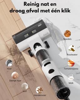 3 in 1 Vloerreiniger – Stoomreiniger – Kruimeldief – Dweilapparaat – Elektrische Mop – Voor Binnen – Inclusief Laadstation – 1000W — thumbnail 3