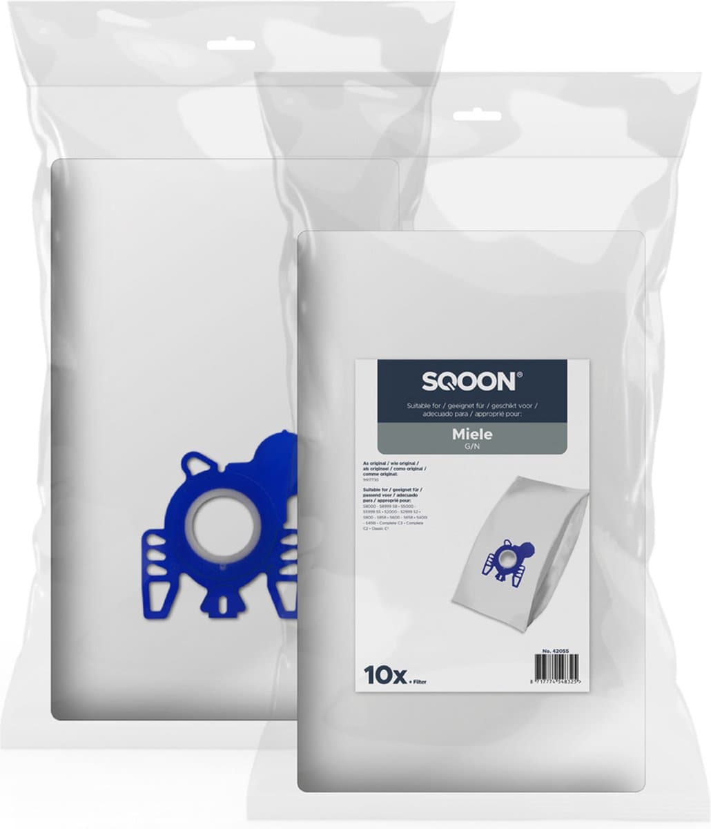 SQOON® Stofzuigerzak geschikt voor Miele C1 & C2 & C3 Series & S8340 en meer | G/N 3-D - Model 9917730 - 10 stuks — afbeelding 1