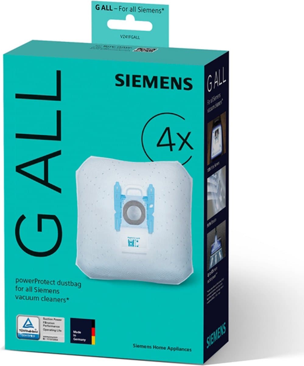 Siemens VZ41FGALL stofzuigerzak 4 stuks , ook geschikt voor Bosch stofzuigers — afbeelding 1