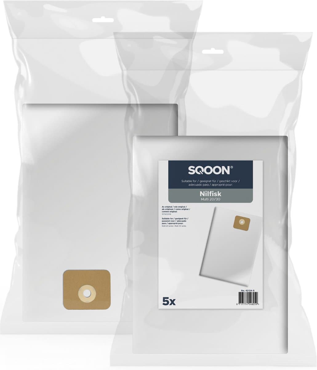 SQOON® Stofzuigerzakken - Geschikt voor Nilfisk Multi 20 / 30 - 5 Stuks — afbeelding 1
