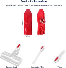 TLVX Sterke Clip Geschikt voor Dyson V7 / V8 / V10 / V11 / V15 / Dyson Knop met veer / Dyson Schakelaar / Steel Stofzuiger connector knop / Rode verbindingsknop / Clip – Vergrendelingsknop / Cleaner Head / Wand Tool / Bevestigingsknop Dyson / 1 stuks — thumbnail 3