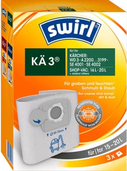 Swirl KÄ3 stofzuigerzakken geschikt voor Karcher - 3 stuks - voor series WD3 - MV3 - SE 4001 - SE 4002 — thumbnail 1