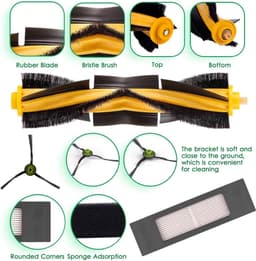 (10 stuks) vervangende stukjes geschikt voor Ecovacs DEEBOT OZMO 920 950 T8 AIVI Max T9 T5 N5 N7 N8+ N8 Pro Plus DX55 DX93 DJ65 robotstofzuiger accessoirekit, 1 hoofdrolborstel, 3 HEPA-filters, 6 zijborstels — thumbnail 5