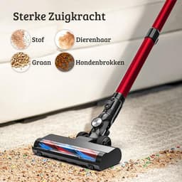 Multifunctionele Stofzuiger zonder Zak – Op Accu – Draadloos – Tapijtreiniger – Vacuum Cleaner – Vlekkenreiniger – Lichtgewicht – Rood — thumbnail 2