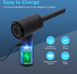 Auto Stofzuiger - 2-in-1 - Opblaadbaar - 8 Mondstukken - 3 Snelheden - Oplaadbare Batterij — thumbnail 2