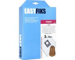 Easyfiks P12 stofzuigerzakken geschikt voor Philips S-bag - series Performer Active, Expression, Mobilo - 5 Stuks + 1 filter