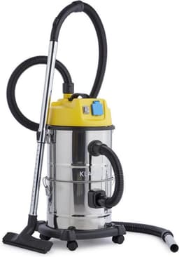 Klarstein Reinraum Industriesauger, Nasssauger, Aschesauger, Trockensauger, 1800 Watt, Auffangfilter, Gebläsefunktion, 30 Liter Edelstahl Behälter, integrierte Steckdose, silber gelb – geschikt voor thuisfitness en sportschoolgebruik, duurzame constr — thumbnail 1
